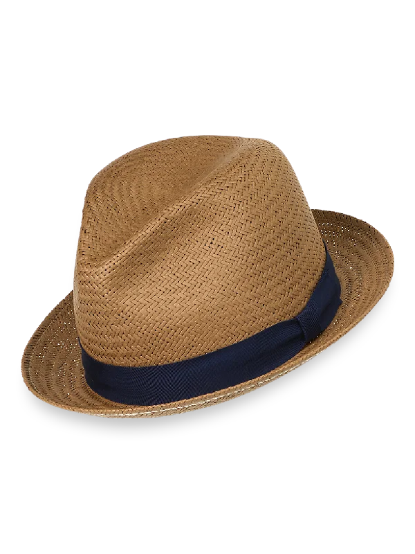 Artistic Derby HatsStraw Fedora With Ribbon Band - Tan