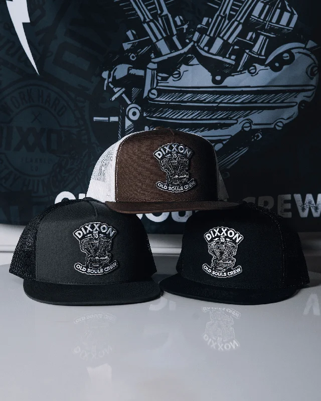 Fashionable Bucket Hats for WomenOld Souls Crew Flat Bill Trucker Snapback - Black & White