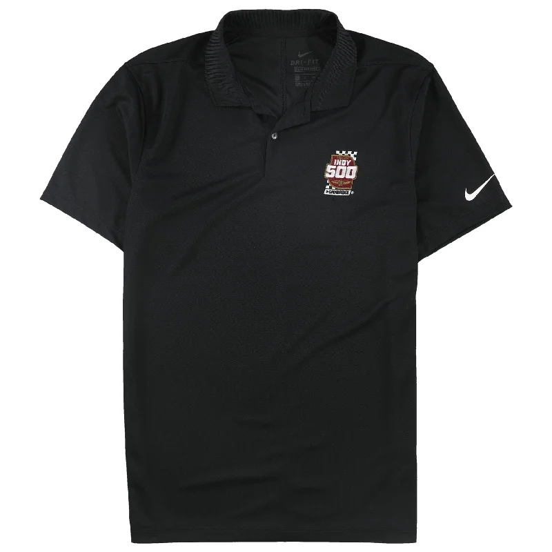 Men's Shirts with Checkered PatternsIndy 500 Mens Rugby Polo Shirt, Black, Small
