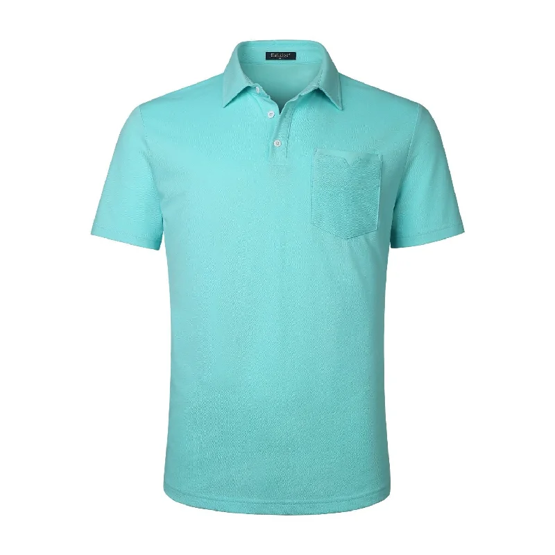 Durable Men's Work ShirtsMen's Polo Shirt with Pocket - AQUA BLUE