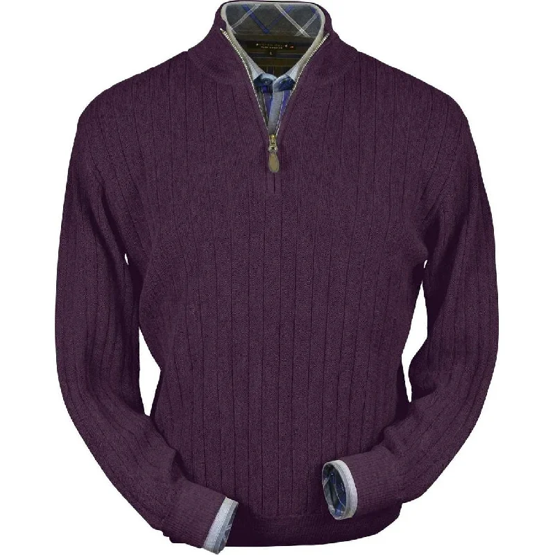 Men's Sweaters with SnapsBaby Alpaca 'Links Stitch' Half-Zip Mock Neck Sweater in Eggplant Heather by Peru Unlimited Men's Sweaters with SnapsBaby Alpaca 'Links Stitch' Half-Zip Mock Neck Sweater in Eggplant Heather by Peru Unlimited