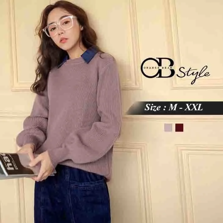 Men's Sweaters with Adjustable HemlinesFAKE TWO LONG SLEEVE KNIT TOP