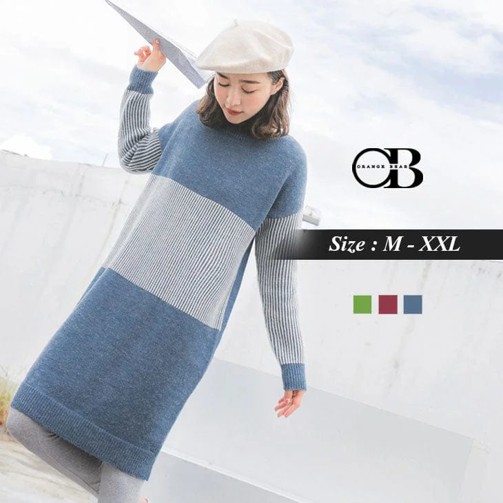 Men's Sweaters with Intarsia DesignsORANGEBEAR ROUND NECK STRAIGHT STRIPED KNIT TOPS Men's Sweaters with Intarsia DesignsORANGEBEAR ROUND NECK STRAIGHT STRIPED KNIT TOPS
