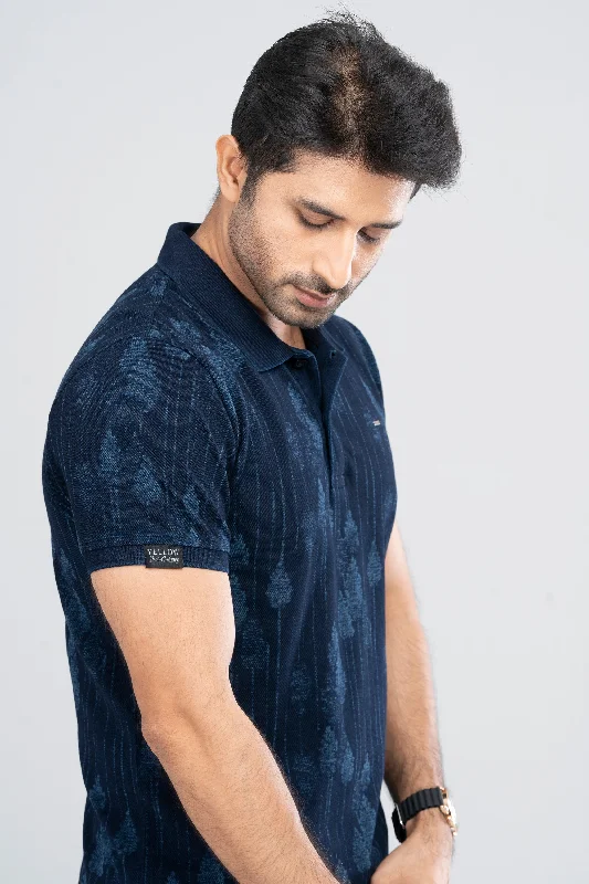 Men's Shirts with Convertible CollarsRegular Fit Classic Indigo Pique Polo Shirt