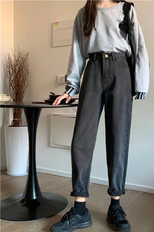 Men's Jeans with a Distressed LookKittenAlarm - High Waist Long Slim Jeans Pants