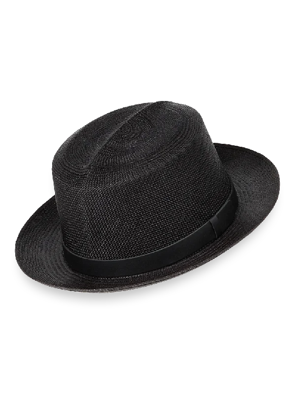 Youth Baseball HatsPanama Fedora With Leather Band - Black