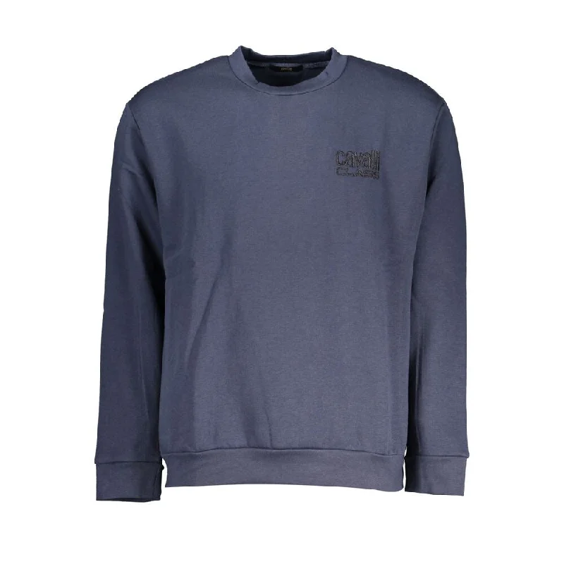 Warm Men's Hooded SweatersCavalli Class Elegant Crew Neck Embroidered Men's Sweatshirt