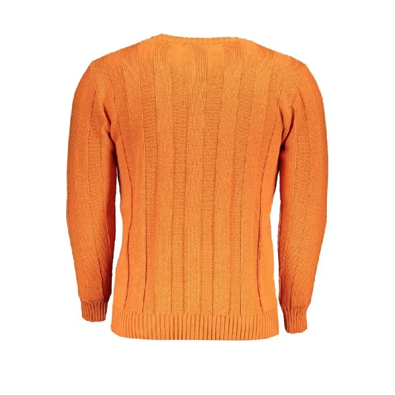 Men's Sweaters with A-Line ShapesU.S. Grand Polo Orange Fabric Men's Sweater