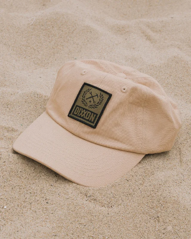 Comfortable Bucket Hats for Travel6-Panel Curved Bill Box Crest Hat - Black & Khaki