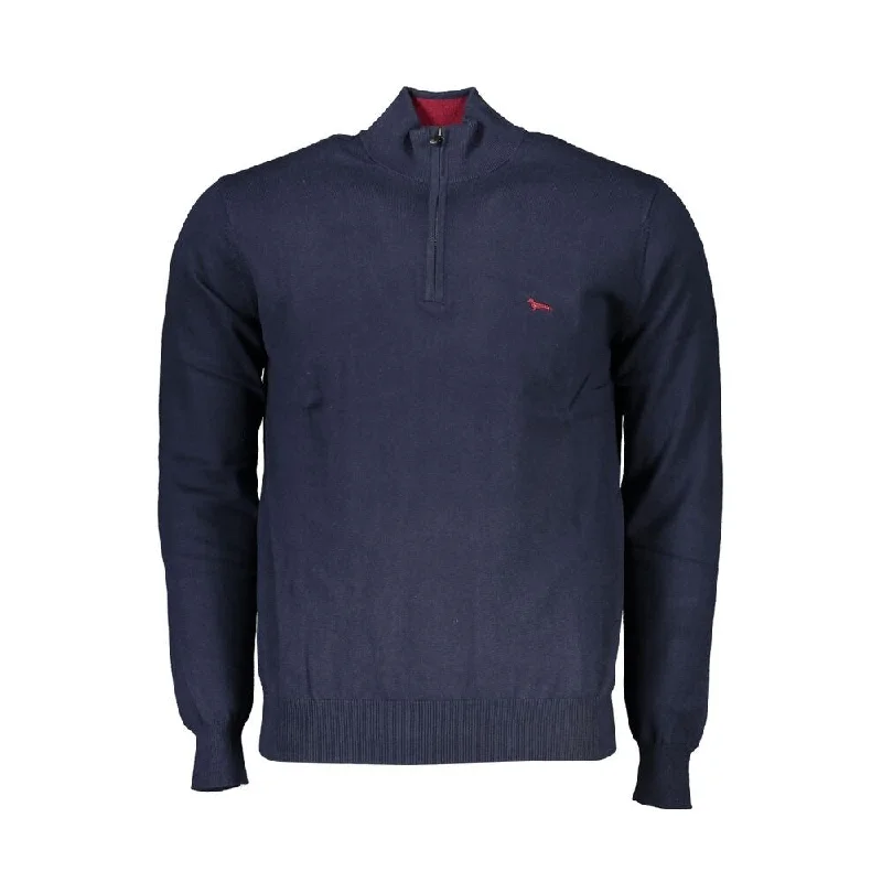 Men's Sweaters for Mild WeatherHarmont & Blaine Chic Half-Zip Blue Sweater with Embroidery Men's Detail Men's Sweaters for Mild WeatherHarmont & Blaine Chic Half-Zip Blue Sweater with Embroidery Men's Detail
