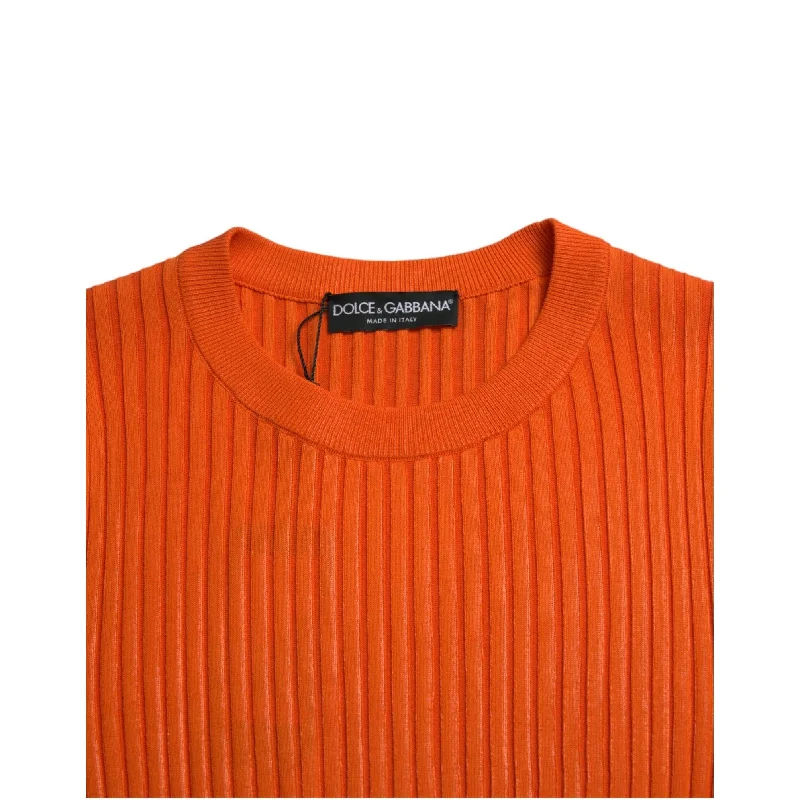 Men's Sweaters with Fair Isle PatternsDolce & Gabbana Sleek Sunset Orange Knitted Pullover Men's Sweater