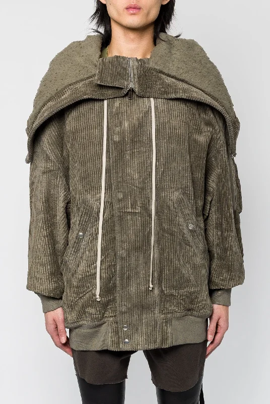 Men's Coats with Belted WaistsRick Owens DRKSHDW Hooded Long Bomber in Dust