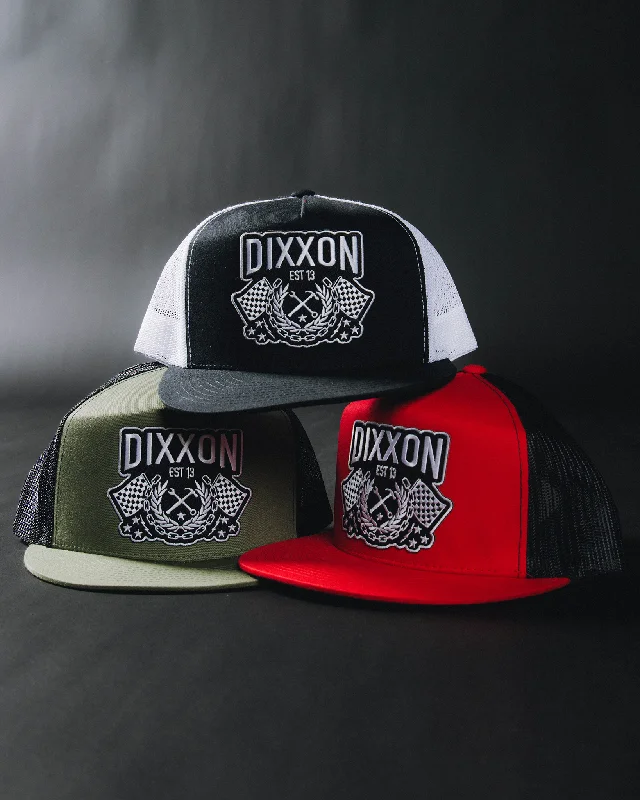 Elegant Top Hats for WeddingsWinners Circle Flat Bill Trucker Snapback - Black & White