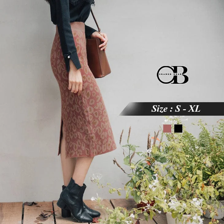Stylish Men's Turtleneck SweatersTHICK KNIT LEOPARD MIDI SKIRTS