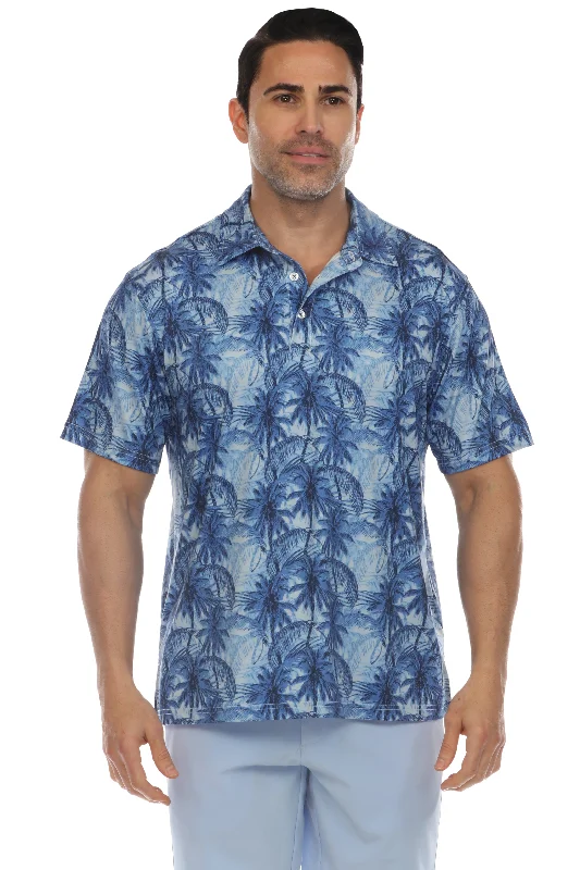 Men's Shirts for Beach OutingsCasual Dry-Fit Polo Shirt Tropical Print