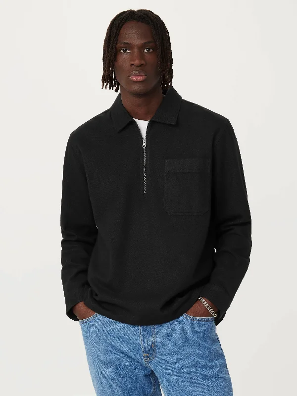 Men's Tennis Shirts for Court ComfortThe Kapok Flannel Half Zip in Black