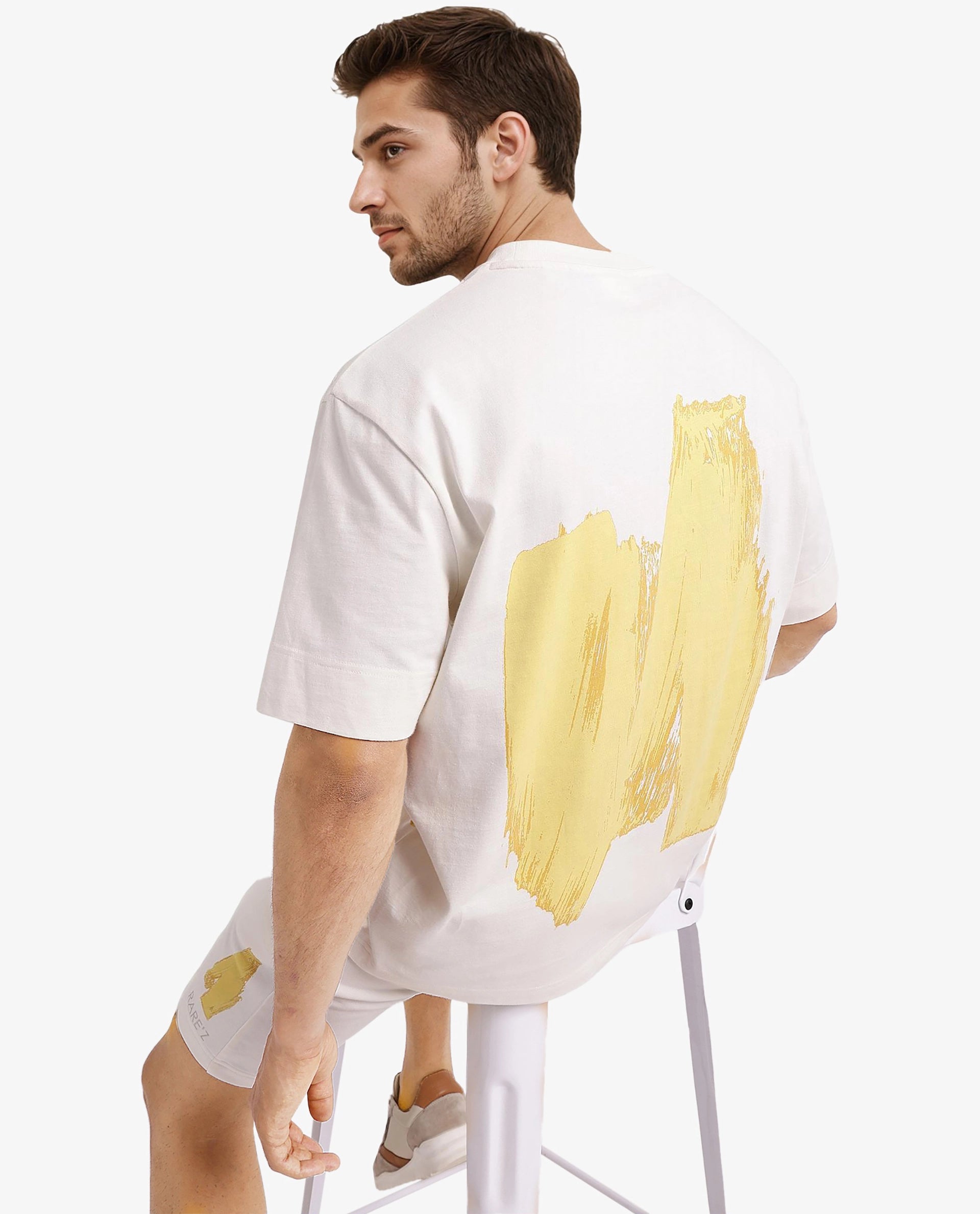 Stylish Men's HenleysRare Rabbit Men Jadez Off White Cotton Fabric Short Sleeve Crew Neck Oversized Fit Abstract Graphic Back Print T-Shirt Stylish Men's HenleysRare Rabbit Men Jadez Off White Cotton Fabric Short Sleeve Crew Neck Oversized Fit Abstract Graphic Back Print T-Shirt