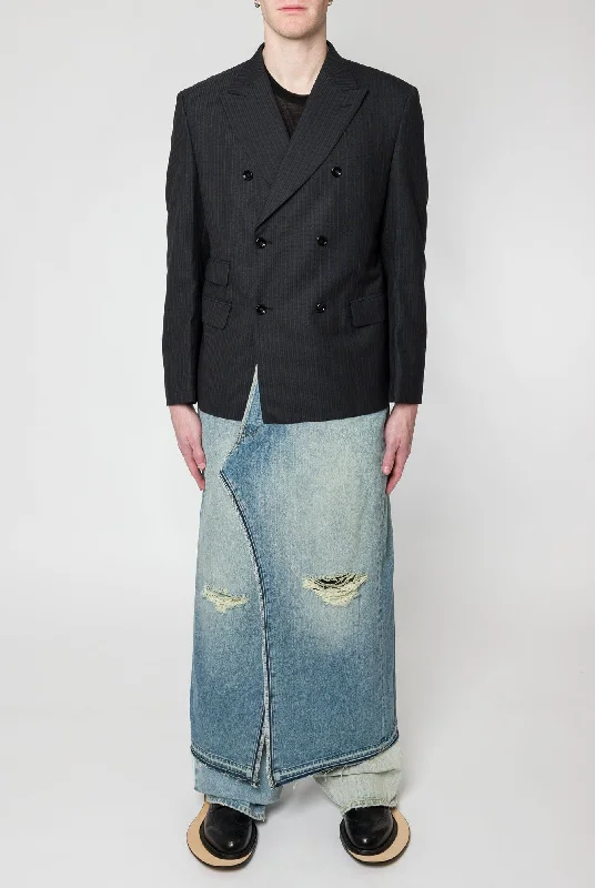Men's Coats for Outdoor ActivitiesJunya Watanabe MAN Wool Stripe Selvedge Long Coat Men's Coats for Outdoor ActivitiesJunya Watanabe MAN Wool Stripe Selvedge Long Coat
