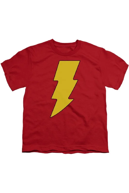 Men's Long-Sleeved ShirtsDC Comics Shazam Logo Short Sleeve Youth Tee / T-Shirt