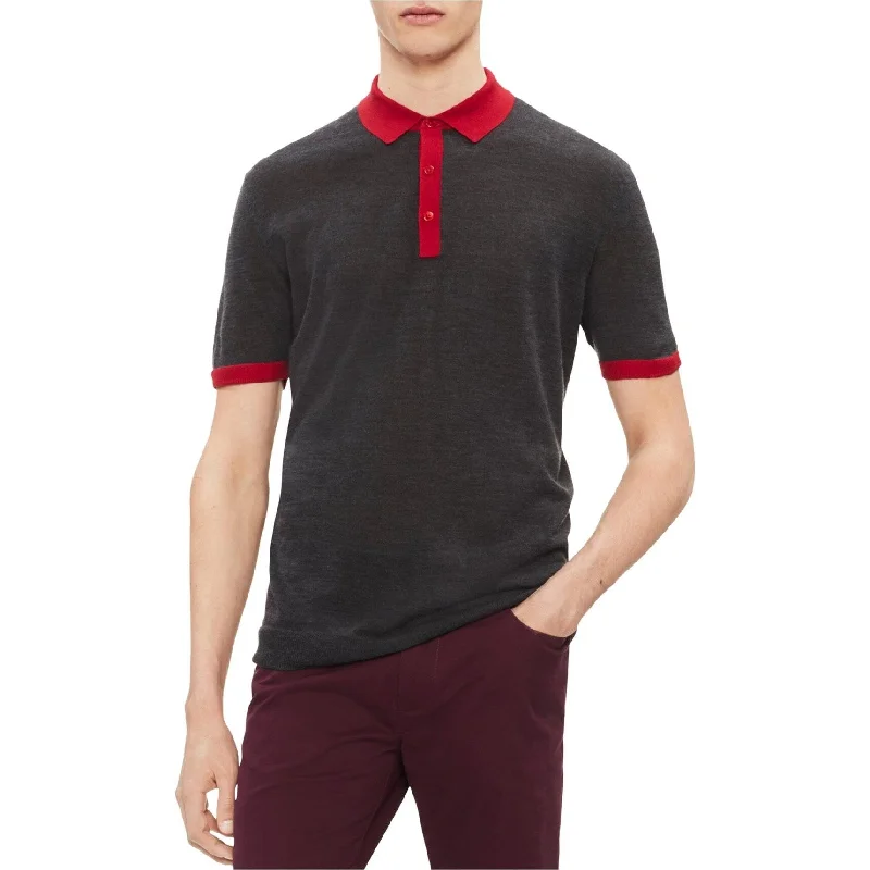 Men's Shirts with Snap ButtonsCalvin Klein Mens Contrast-Collar Wool Rugby Polo Shirt Men's Shirts with Snap ButtonsCalvin Klein Mens Contrast-Collar Wool Rugby Polo Shirt