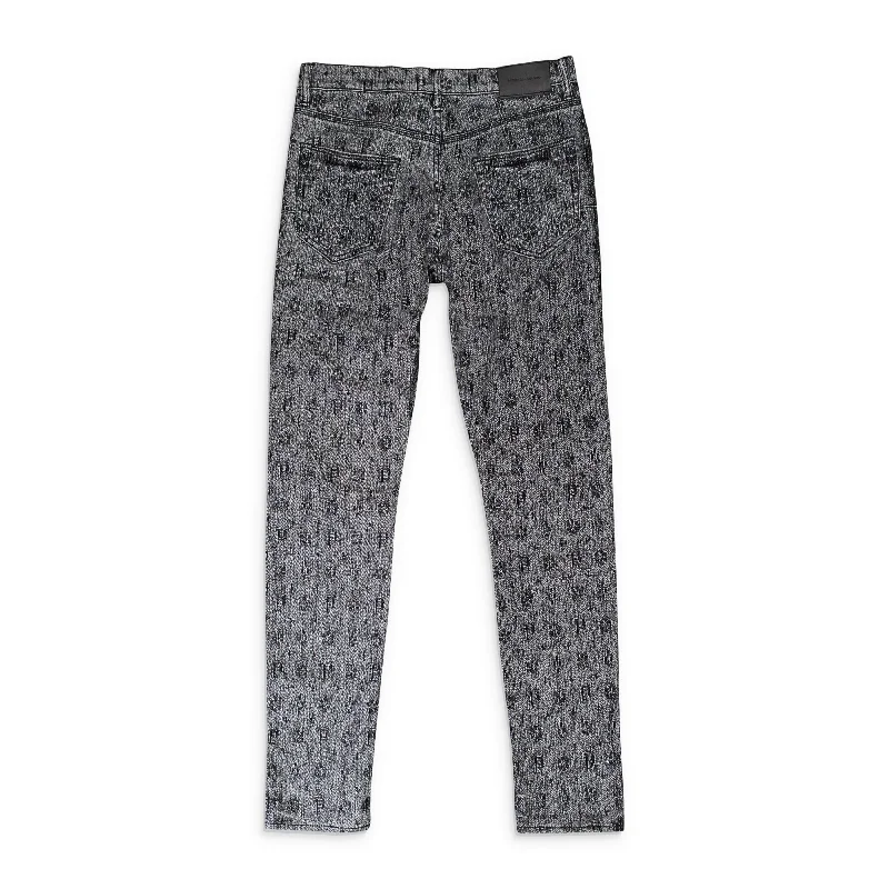Elegant Straight-Leg Men's JeansWHITE MONOGRAM BLACK FLOCKED Black SKINNY JEANS
