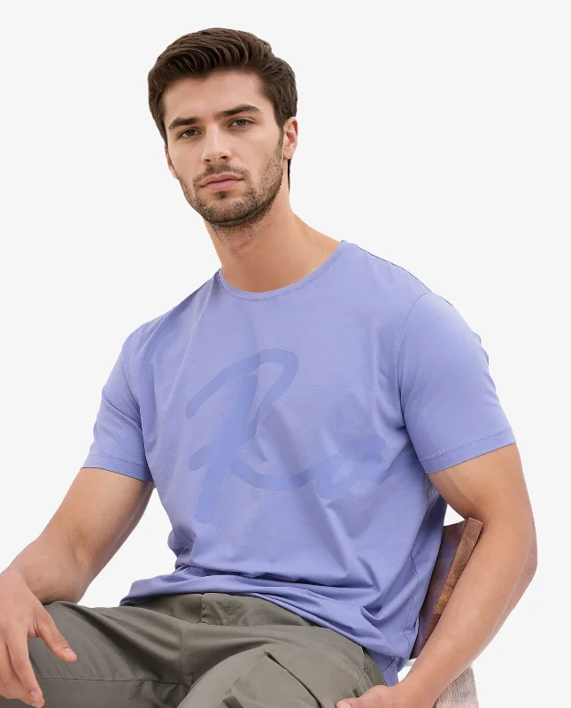 Men's Shirts with Antimicrobial TreatmentRare Rabbit Men's Stamp-2 Purple Cotton Lycra Fabric Half Sleeves Graphic Signature Print T-Shirt Men's Shirts with Antimicrobial TreatmentRare Rabbit Men's Stamp-2 Purple Cotton Lycra Fabric Half Sleeves Graphic Signature Print T-Shirt