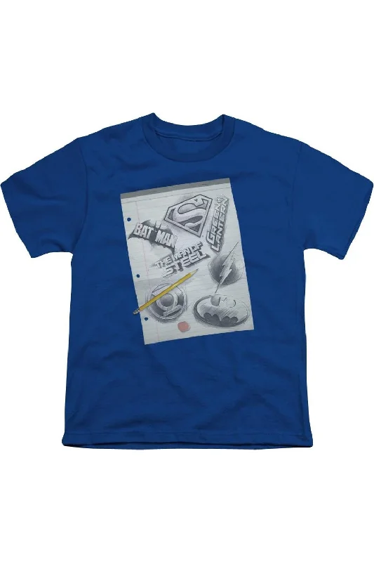 Men's Shirts with Hook-and-Loop ClosuresDC Comics Logo Note Paper Short Sleeve Youth Tee / T-Shirt Men's Shirts with Hook-and-Loop ClosuresDC Comics Logo Note Paper Short Sleeve Youth Tee / T-Shirt
