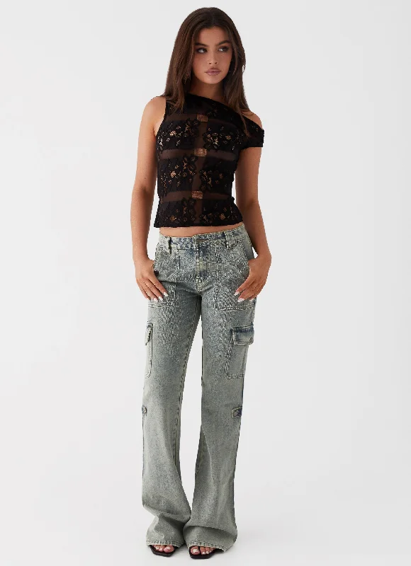 Men's Jeans with Elastic WaistbandsZephee Flare Jeans - Washed Denim