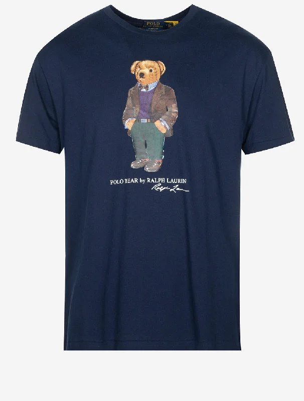 Patterned Men's Hawaiian ShirtsClassic Fit Polo Bear Jersey T-Shirt Navy