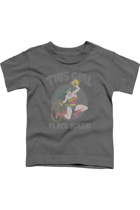 Men's Shirts with Button-Down PocketsDC Comics Plays Rough Short Sleeve Juvenile Tee / T-Shirt Men's Shirts with Button-Down PocketsDC Comics Plays Rough Short Sleeve Juvenile Tee / T-Shirt