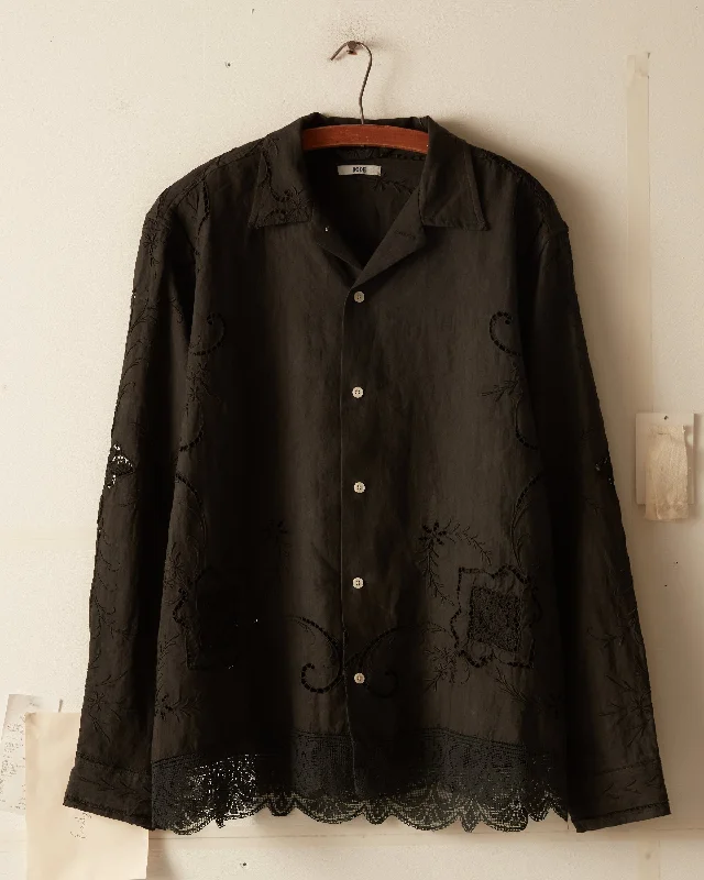 Men's Vintage T-Shirts for a Retro VibeOverdyed Lace Cutwork Long Sleeve Shirt