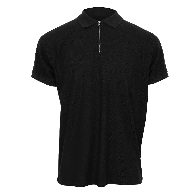 Men's Shirts with Surplice HemlinesHope & Honour Zip Polo Shirt - Black