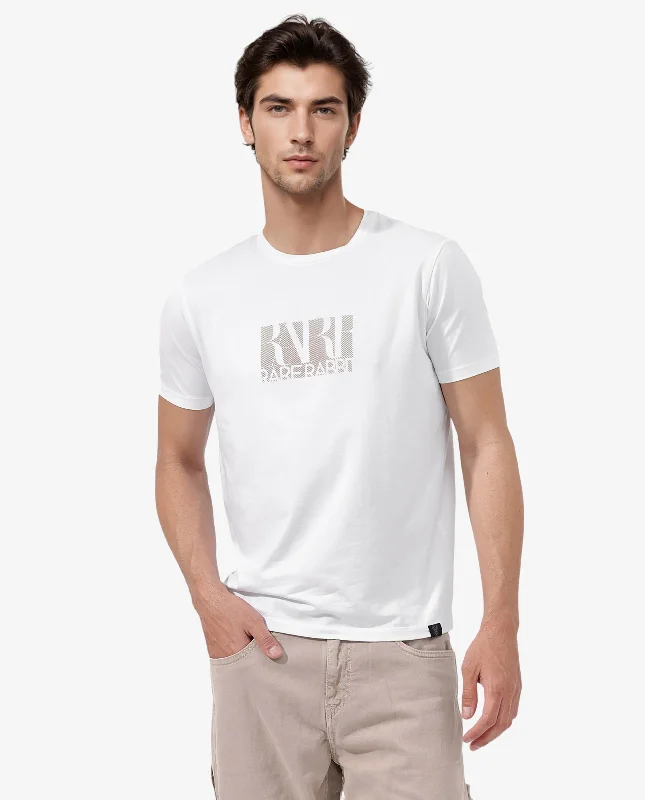 Men's Shirts with Hidden ButtonsRare Rabbit Mens Luno White Cotton Blrend Fabric Half Sleeve Graphic Printed T-Shirt Men's Shirts with Hidden ButtonsRare Rabbit Mens Luno White Cotton Blrend Fabric Half Sleeve Graphic Printed T-Shirt