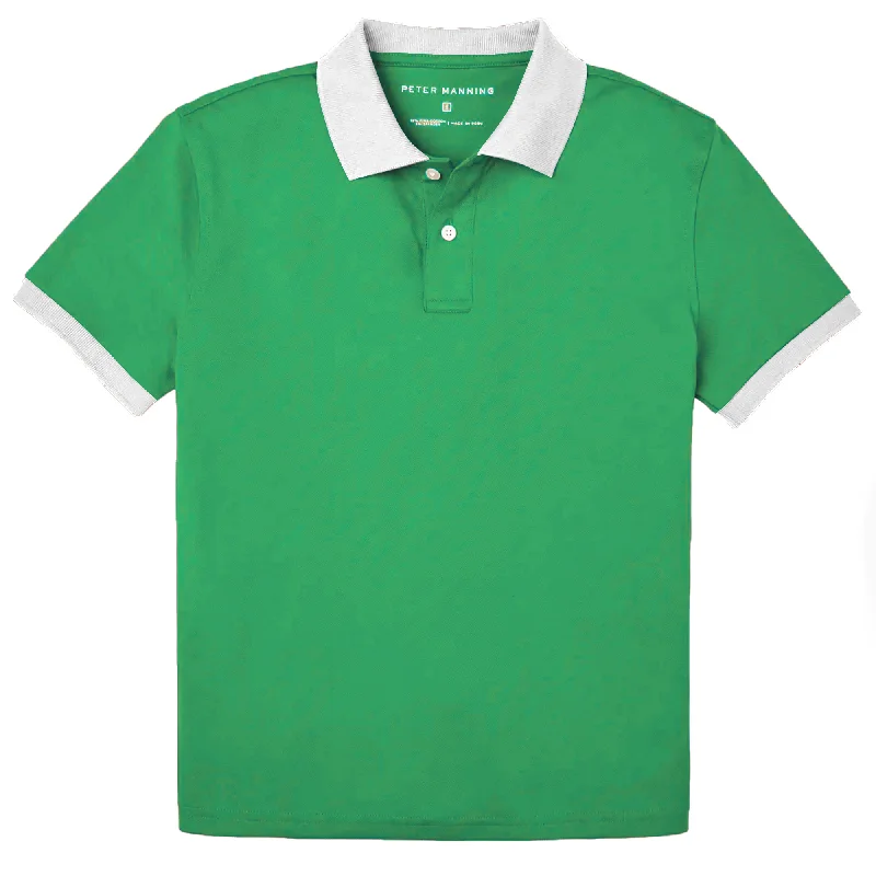 Men's Shirts with Patchwork PatternsJames Polo Shirt - Green Tipped