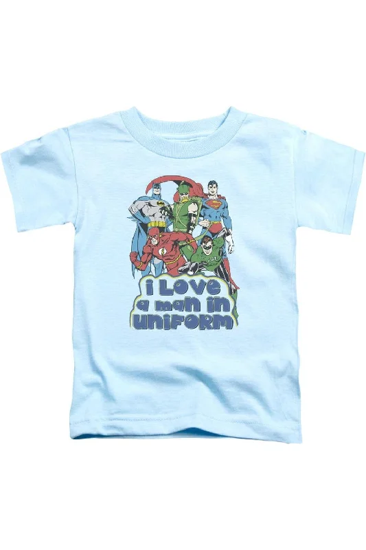 Stylish Men's HenleysDC Comics I Love A Man In Uniform Short Sleeve Juvenile Tee / T-Shirt Stylish Men's HenleysDC Comics I Love A Man In Uniform Short Sleeve Juvenile Tee / T-Shirt