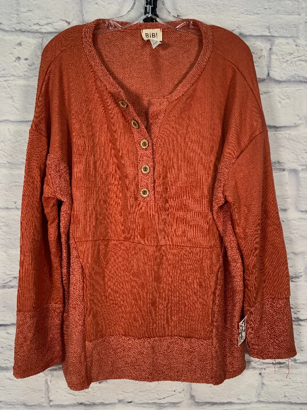 Versatile Men's All-Season HoodiesSweatshirt Crewneck By Bibi In Orange, Size: M