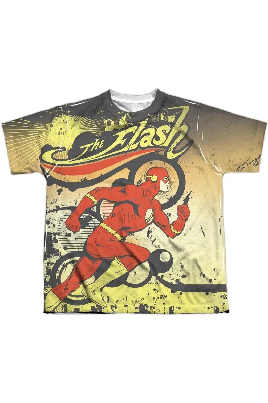 Men's Shirts for FishingDC Comics Flash Just Passing Through Short Sleeve Youth Poly Crew Tee / T-Shirt