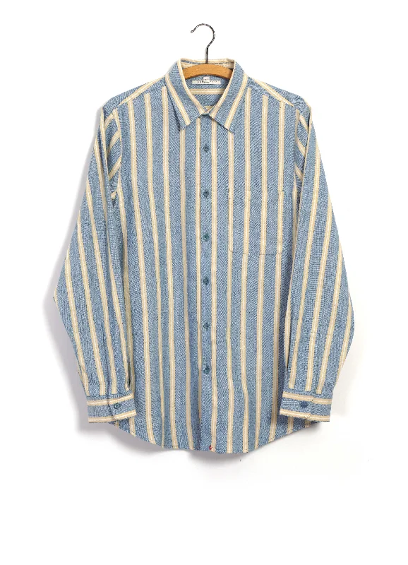 Men's Button-Down Collar Shirts for Staying PolishedRSHIRT | Weft Striped Shirt | Light Indigo Men's Button-Down Collar Shirts for Staying PolishedRSHIRT | Weft Striped Shirt | Light Indigo