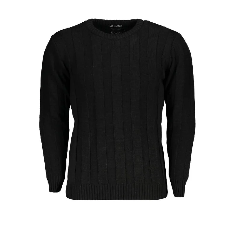 Men's Sweaters with Hidden PocketsU.S. Grand Polo Black Fabric Men's Sweater