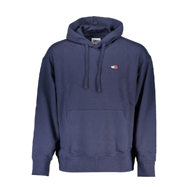 Men's Sweaters with Tapered ShapesTommy Hilfiger Chic Blue Hooded Sweatshirt with Logo Men's Detail