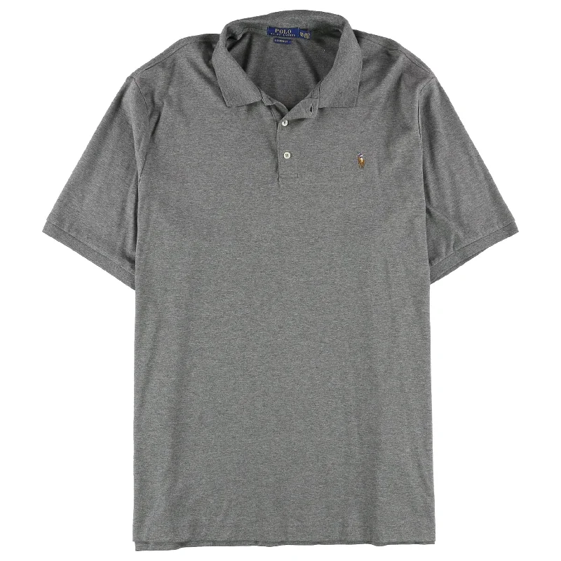 Men's Shirts with High NecksRalph Lauren Mens Classic Rugby Polo Shirt, Grey, Small