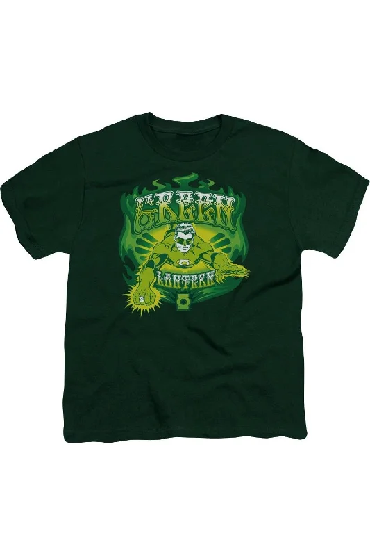 Men's Shirts with Button-Down CollarsDC Comics Green Flames Short Sleeve Youth Tee / T-Shirt Men's Shirts with Button-Down CollarsDC Comics Green Flames Short Sleeve Youth Tee / T-Shirt