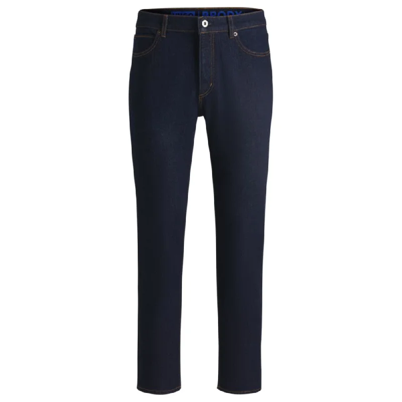 Trendy Men's JeansTapered-fit jeans in dark-blue stretch denim