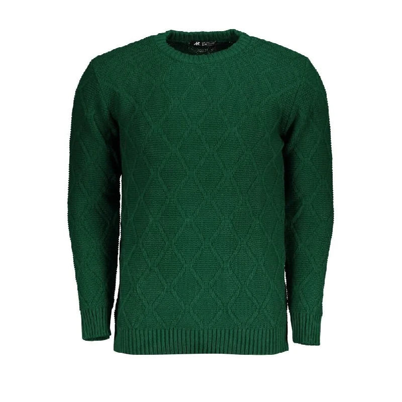 Cozy Men's Cable-Knit SweatersU.S. Grand Polo Green Fabric Men's Sweater