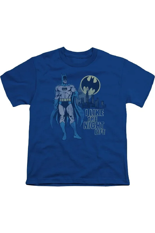 Men's Shirts with Ruffled HemlinesDC Comics Night Life Short Sleeve Youth Tee / T-Shirt Men's Shirts with Ruffled HemlinesDC Comics Night Life Short Sleeve Youth Tee / T-Shirt