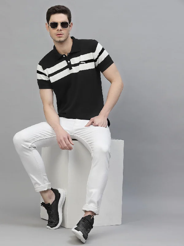 Men's Shirts with Checkered PatternsJUMP USA Men Black & White Polo Collar Pure Cotton T-Shirt Men's Shirts with Checkered PatternsJUMP USA Men Black & White Polo Collar Pure Cotton T-Shirt