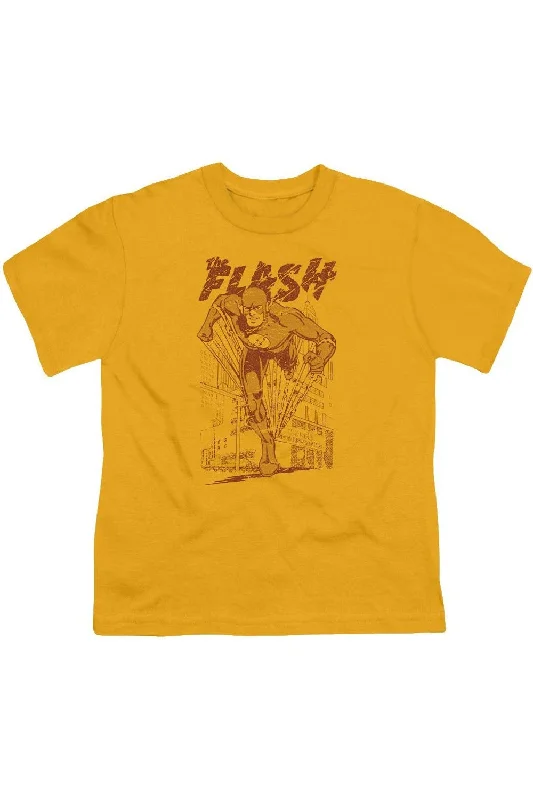 Men's Shirts with Elastic WaistbandsDC Comics Flash Busting Out Short Sleeve Youth Tee / T-Shirt