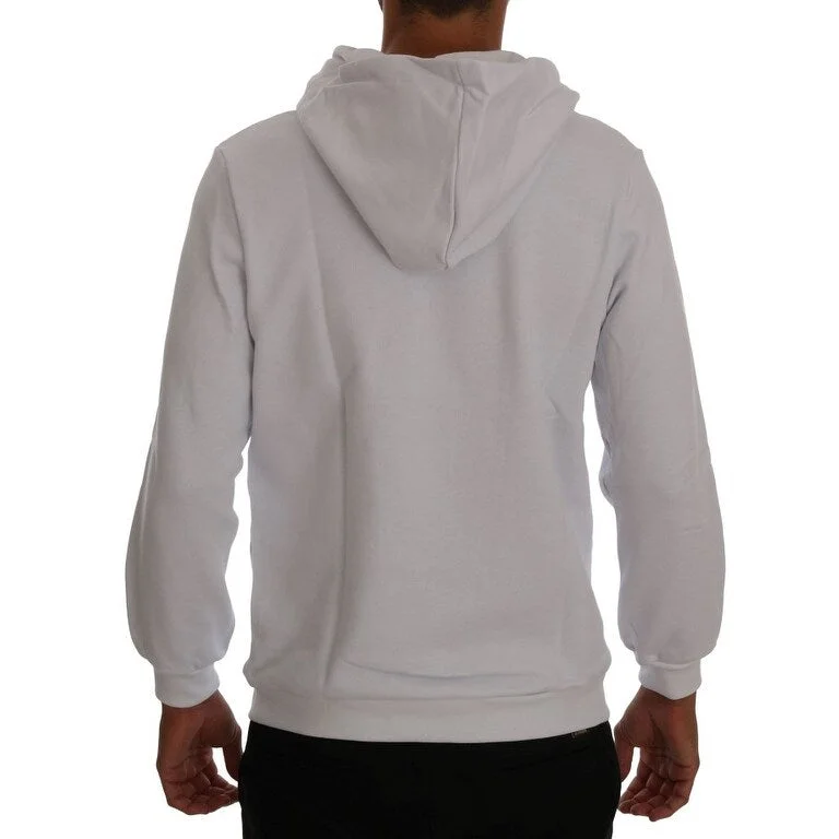 Men's Sweaters with Belt LoopsDaniele Alessandrini Elegant White Cotton Hooded Men's Sweater