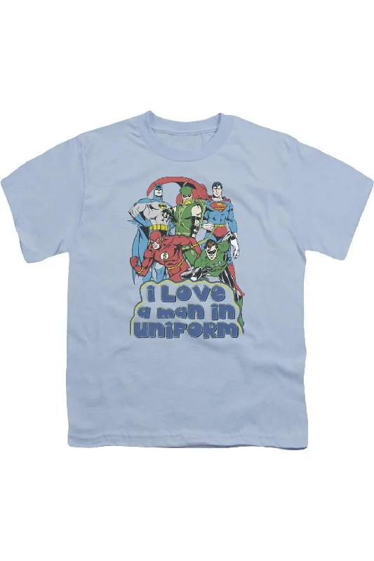 Comfortable Men's Polo ShirtsDC Comics I Love A Man In Uniform Short Sleeve Youth Tee / T-Shirt Comfortable Men's Polo ShirtsDC Comics I Love A Man In Uniform Short Sleeve Youth Tee / T-Shirt