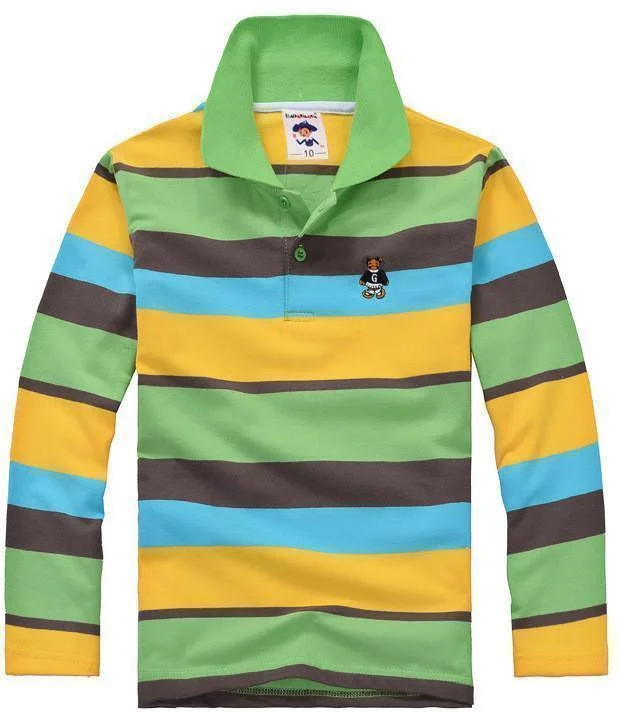 Men's Shirts with Floral PrintsBoys Green Striped Polo T-Shirts